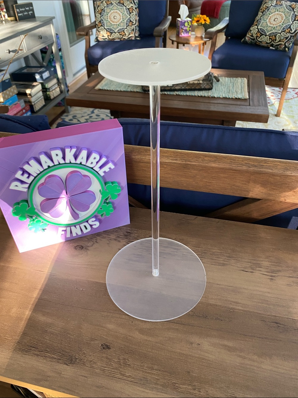 Clear Acrylic Hat Display Stand with Round Base